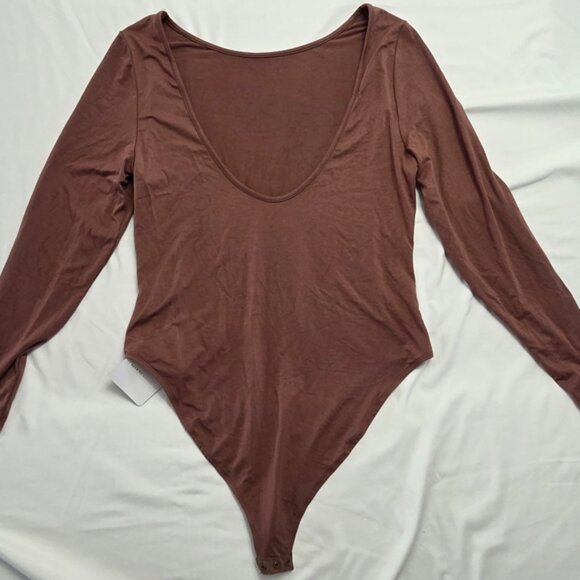 SHEIN Curve Plus Scoop Neck Bodysuit Brown 1XL - Picture 5 of 13